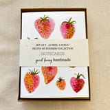 Fruits of Summer Notecard Boxed Set of 9-A2 4.25x5.5" Greeting Cards, Pears, Mangos, Strawberries