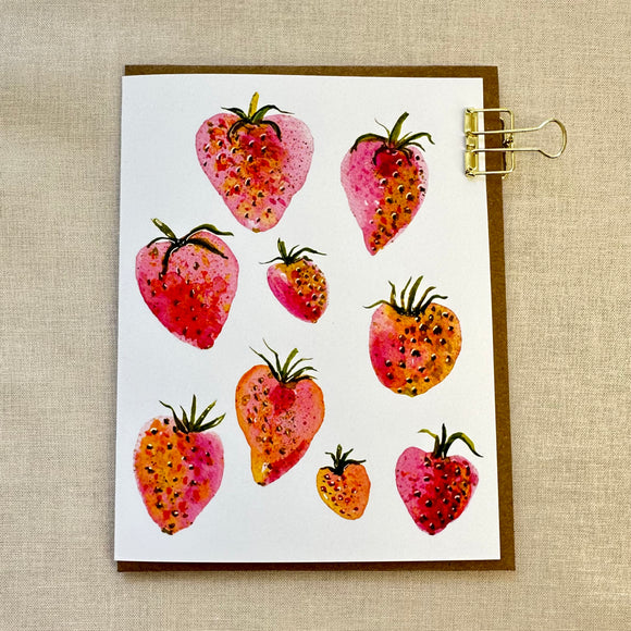 Fresh Strawberries Notecard -Fruits of Summer Collection A2 4.25x5.5