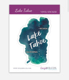 Lake Tahoe Map California/ Nevada -Vinyl Sticker -3” Water Resistant