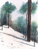 Hilltop with Snow and Long Shadows Art Print