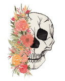 Mixed Florals with Skull October inktober -Harvest/ Fall Flowers Giclee Art Print