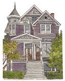 Victorian House Sketch in Midtown, Sacramento, CA- 17th and Capitol-Art Print