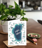 Lake Tahoe Picture Map with Landmarks- A7 Greeting Card/ 5x7 Art Print