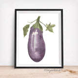 Eggplant Aubergine Giclee Art Print- Botanical Food Illustration