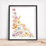 Mixed Floral No. 6 Mauve Gold - Giclee Art Print