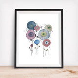 MCM Doodle Flowers- Giclee Art Print