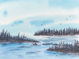 Blue Water Fishin Boat- Giclee Art Print