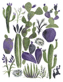 Mixed Cacti, Green & Purple Art Print