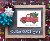 Holly Jolly Christmas- Classic Red Truck w/ Tree-A2 Holiday/ Christmas Greeting Card