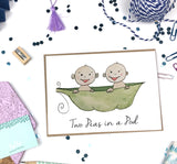 Two Peas in a Pod-Love and Friendship Pun A2 Greeting Card