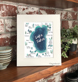 Lake Tahoe Picture Map- California and Nevada Landmark Art Print
