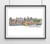 3D Skyline, Sacramento, CA Art Giclee Print
