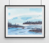 Blue Water Fishin Boat- Giclee Art Print