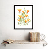 Poppy Patch- Orange California Poppies - Art Print