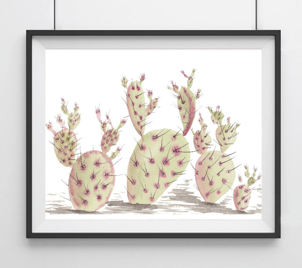 prickly pear cactus art Extra Prickly Pear Cactus- Cacti Art Print – Aqua Hue Designs by Tonja  Wilcox