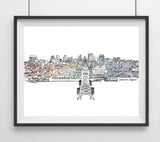 Sacramento Pride- Rainbow 3D Skyline Line drawing, CA Art Giclee Print