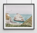 Shark Fin Cove, Santa Cruz, CA California Landmark Art Print