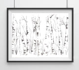 Silver Birch Silhouette Trees Forest Giclée Art Print