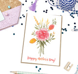 Mother's Day Vermilion Rose Bouquet, A2 Greeting Card