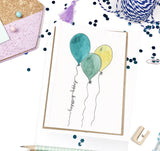 Happy Birthday, Balloon Trio- A2 Greeting Card