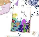 Thank You, Colorful Cacti Garden- A2 Greeting Card
