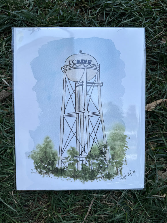Davis California l  w/ Blue sky-university , CA Art Print Architecture Sky Landscape