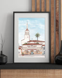 Personalized Arlington Theater Watercolor Wedding Venue Marquee-Santa Barbara, CA Art Print