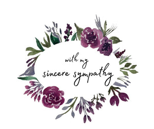 Sincere Sympathy, Burgundy Florals- A2 Greeting Card