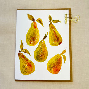 Perfect Pears Notecard -Fruits of Summer Collection A2 4.25x5.5" Greeting Cards