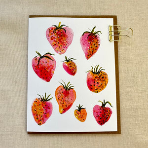 Fresh Strawberries Notecard -Fruits of Summer Collection A2 4.25x5.5" Greeting Cards