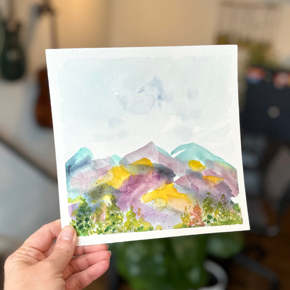 Rainbow Mountains- Day 3 of January Original Watercolor Painting Daily Challenge-$24 -8
