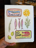 Sardines, Prawns Tinned Fish Illustration Vignette Art Print- olives, lemon Kitchen decor