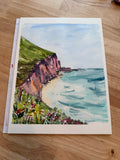 Ocean Oasis-Art Print Coastal Cliff Mountain Rocks with Wildflowers and Pacific Sea