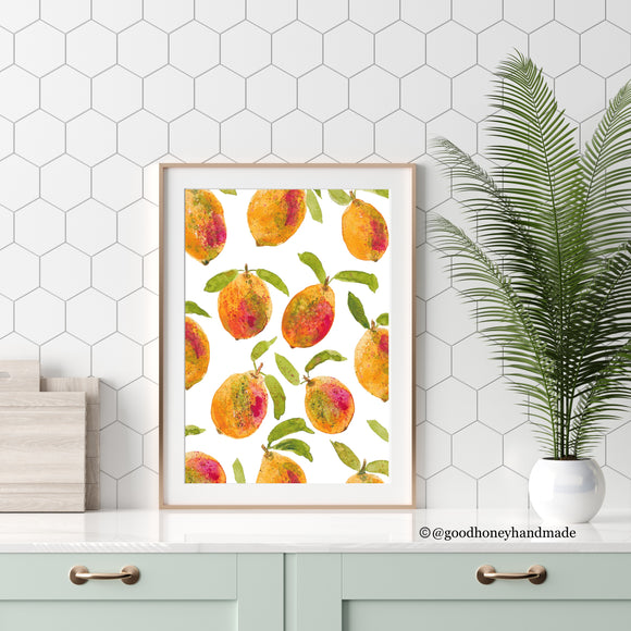 Summer Mangos Giclee Art Print - Fruits of Summer Collection- July 2023
