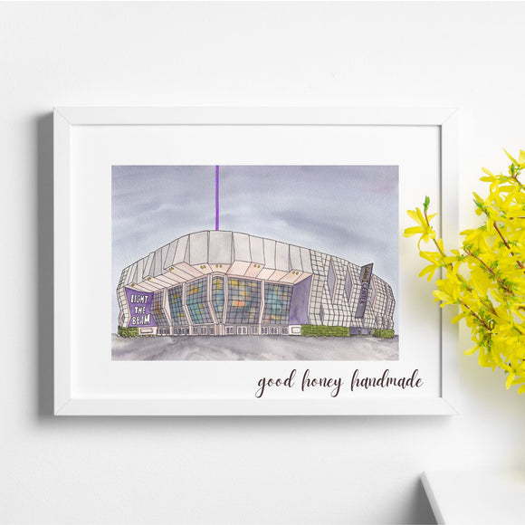 Golden 1 Center- Sacramento Kings Arena Art Print- Light the Beam- Purple