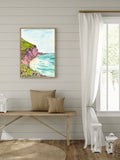 Ocean Oasis-Art Print Coastal Cliff Mountain Rocks with Wildflowers and Pacific Sea