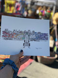 Sacramento Pride- Rainbow 3D Skyline Line drawing, CA Art Giclee Print