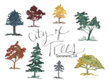 City of Trees Version 2, Sacramento CA, New Version A7 Greeting Card/ 5x7 Art Print