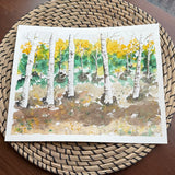1/15/23 $15- Golden Birch Trees-Day 15-1 8x10”- Original Watercolor Painting Daily Challenge