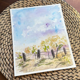 1/19/23 $19-The Fence - 8”x 10” Original Watercolor Painting Daily Challenge