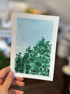 1/7/23 $7 -Evergreen Hillside Day 7-1 5x7- Original Watercolor Painting Daily Challenge