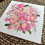 1/11/23 $11- Pink Florals #2 Day 11-2 8x8 - Original Watercolor Painting Daily Challenge