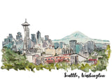 Seattle, Washington Skyline- Space Needle Art Giclee Print