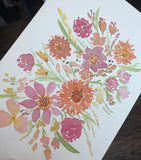 3/21 Day 3 $3- Mini Floral Spring Bouquet #3 6”x9” Original Watercolor Painting