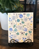 3/28 Day 10 $10 Blue Floral Pattern 8” x 10” Original Watercolor Painting
