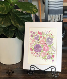 4/10 Day 23 $23 8.5x11” Pink and Purple Floral Spray- Flowers Original Watercolor Painting