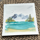 1/14/23 $14- Alpine Lake- Day 14- 8x8 - Original Watercolor Painting Daily Challenge