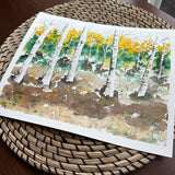 1/15/23 $15- Golden Birch Trees-Day 15-1 8x10”- Original Watercolor Painting Daily Challenge