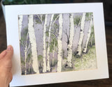 4/3 Day 16 $16 Birch Trees at Dusk 8.5 x 11” Original Watercolor Painting
