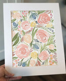 4/10 Day 23 $23 8.5x11” Peach Floral Pattern- Flowers Original Watercolor Painting